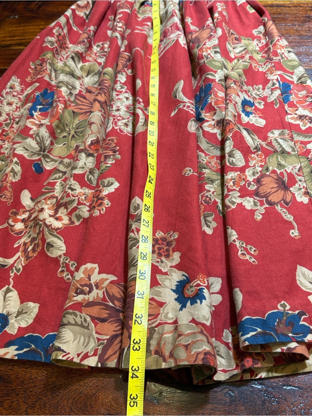 Vintage Ralph Lauren Red Floral Cottagecore Long Pleated Skirt size 4 - Picture 14 of 14